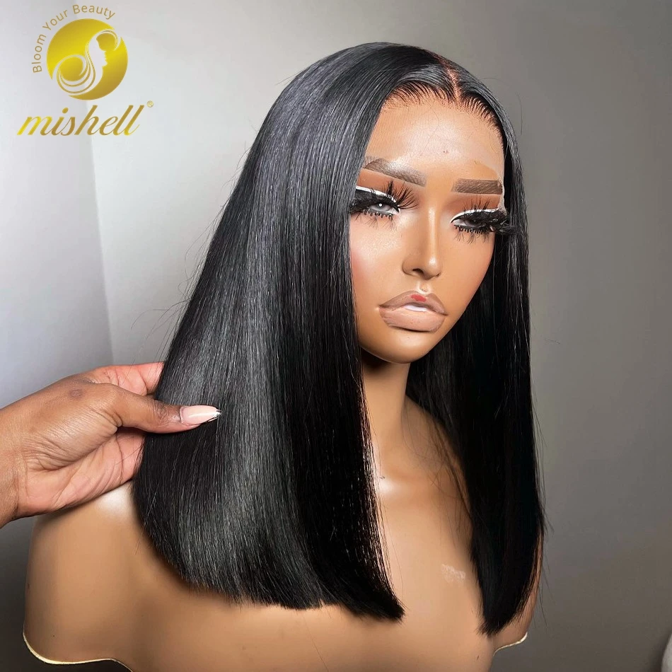 

Straight Bob Wig Lace Front Human Hair Wigs For Women 13X4 Transparent Lace Frontal Wig Glueless Preplucked Hair 180% Density