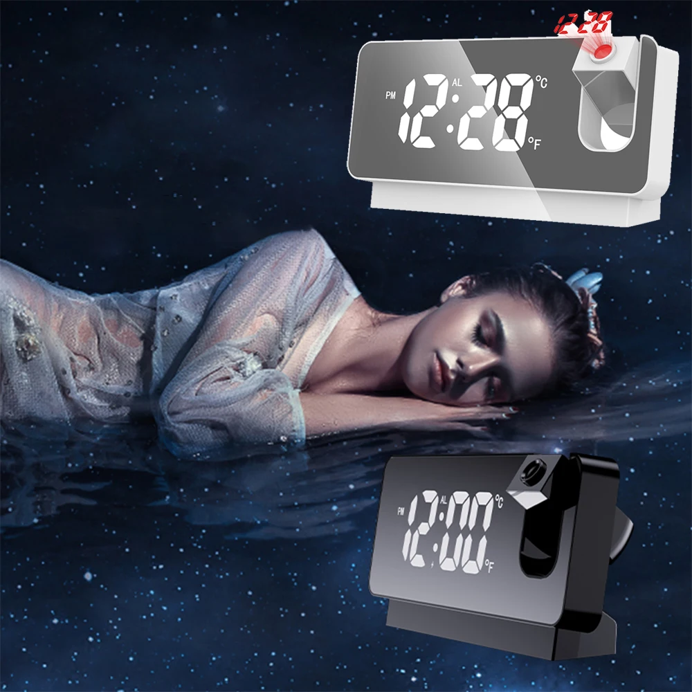 Projector Alarm Clock LED Digital Watch Table Electronic Desktop Clocks USB Wake Up with 180° Time Projector Temperature Display
Projector Alarm Clock LED Digital Watch Table Electronic Desktop Clocks USB Wake Up with 180° Time Projector Temperature Display