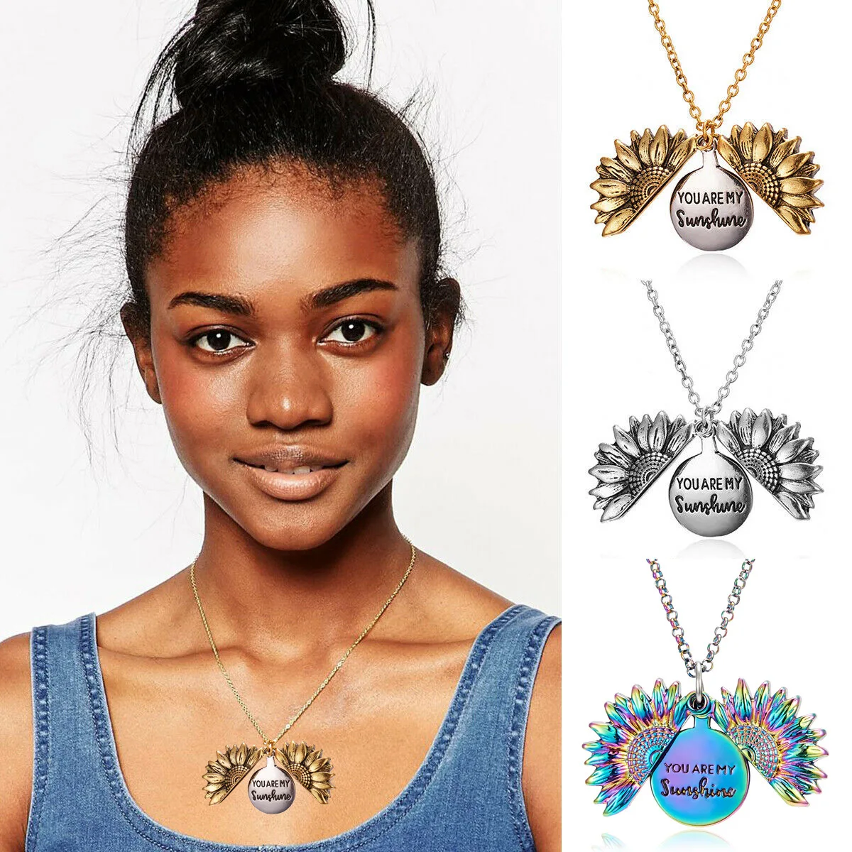 You are my sunshine Vintage Creative Sunflower Pendant Double-layer Open Necklace Sweater Necklaces for Women Jewelry Gift
You are my sunshine Vintage Creative Sunflower Pendant Double-layer Open Necklace Sweater Necklaces for Women Jewelry Gift