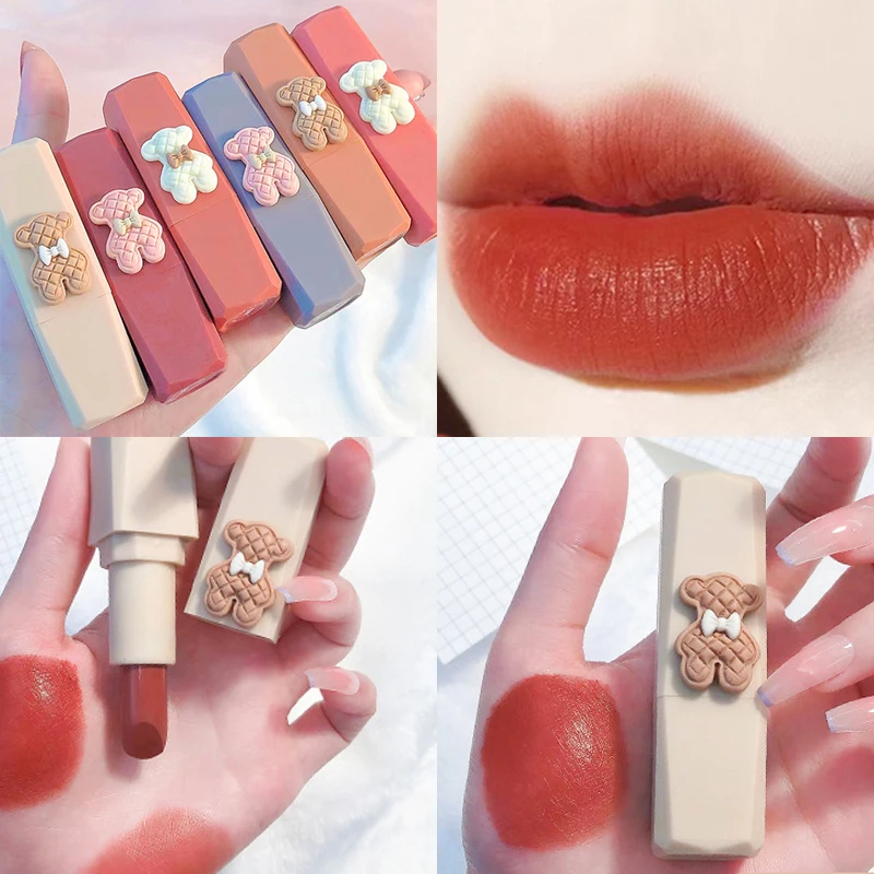 1/3pc New Cute Bear Matte Lip Stick Waterproof Velvet Lipstick Long Lasting Non-stick Cup Lipsticks Cosmetics Portable Lip Gloss
1/3pc New Cute Bear Matte Lip Stick Waterproof Velvet Lipstick Long Lasting Non-stick Cup Lipsticks Cosmetics Portable Lip Gloss