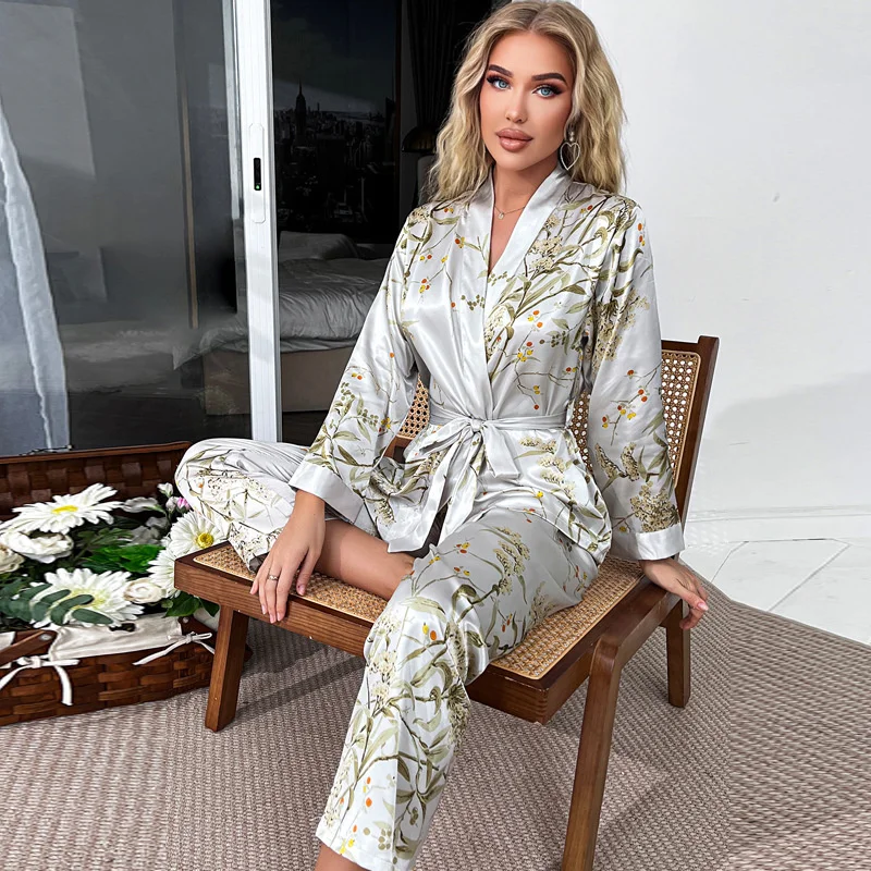 Lisacmvpnel Summer Long Sleeve Ice Silk Pajamas Two Piece Set Women's Sexy Simple Cardigan Pijama Suit
Lisacmvpnel Summer Long Sleeve Ice Silk Pajamas Two Piece Set Women's Sexy Simple Cardigan Pijama Suit