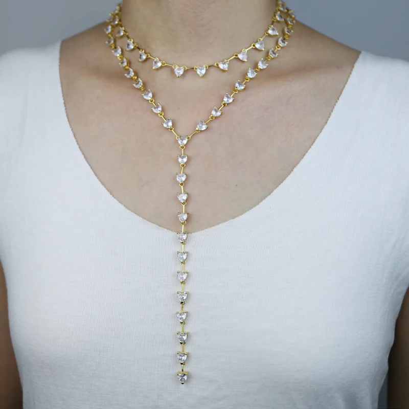 Цепочка Женская теннисная двухслойная, двухслойный чокер с кубическим цирконием, в форме сердца, ожерелье с надписью «Y», 5 А 
Цепочка Женская теннисная двухслойная, двухслойный чокер с кубическим цирконием, в форме сердца, ожерелье с надписью «Y», 5 А