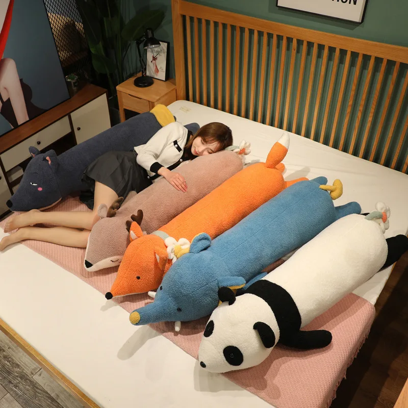 

65/100/130cm Cute Stuffed Animals Plush Long Elastic Pillow Toy Kawaii Fox Elephant Panda Deer Plushies Soft Kids Babys Toys