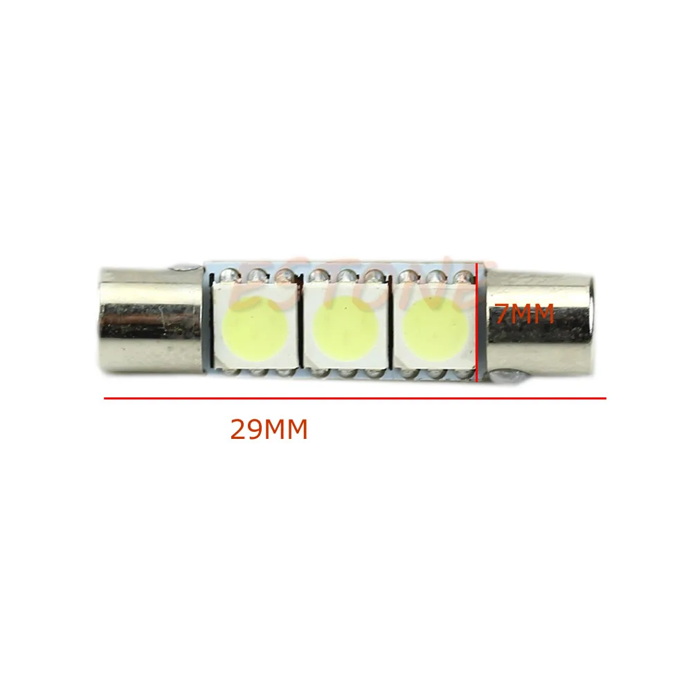 Automotive Indicator Light Bulb T6 5050 29mm 3-SMD LED Auto Sun Visor Vanity Mirror Fuse Light
Automotive Indicator Light Bulb T6 5050 29mm 3-SMD LED Auto Sun Visor Vanity Mirror Fuse Light