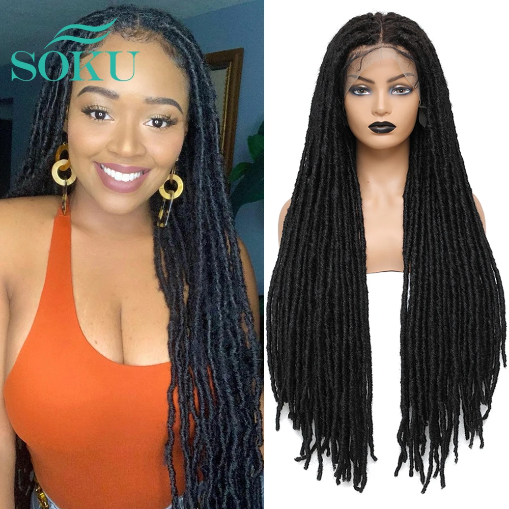 13X4 Lace Frontal Synthetic Wig Faux Locs Braided Wig 32'' Inches For Women SOKU Goddess Long Straight Crochet Braiding Hair
13X4 Lace Frontal Synthetic Wig Faux Locs Braided Wig 32'' Inches For Women SOKU Goddess Long Straight Crochet Braiding Hair