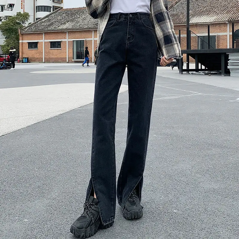 Full Length Denim High Waisted Women Jeans Black Flare Pants Front Side Slit Leg 2022 Spring Mid Waisted Bell Bottom Jeans
Full Length Denim High Waisted Women Jeans Black Flare Pants Front Side Slit Leg 2022 Spring Mid Waisted Bell Bottom Jeans