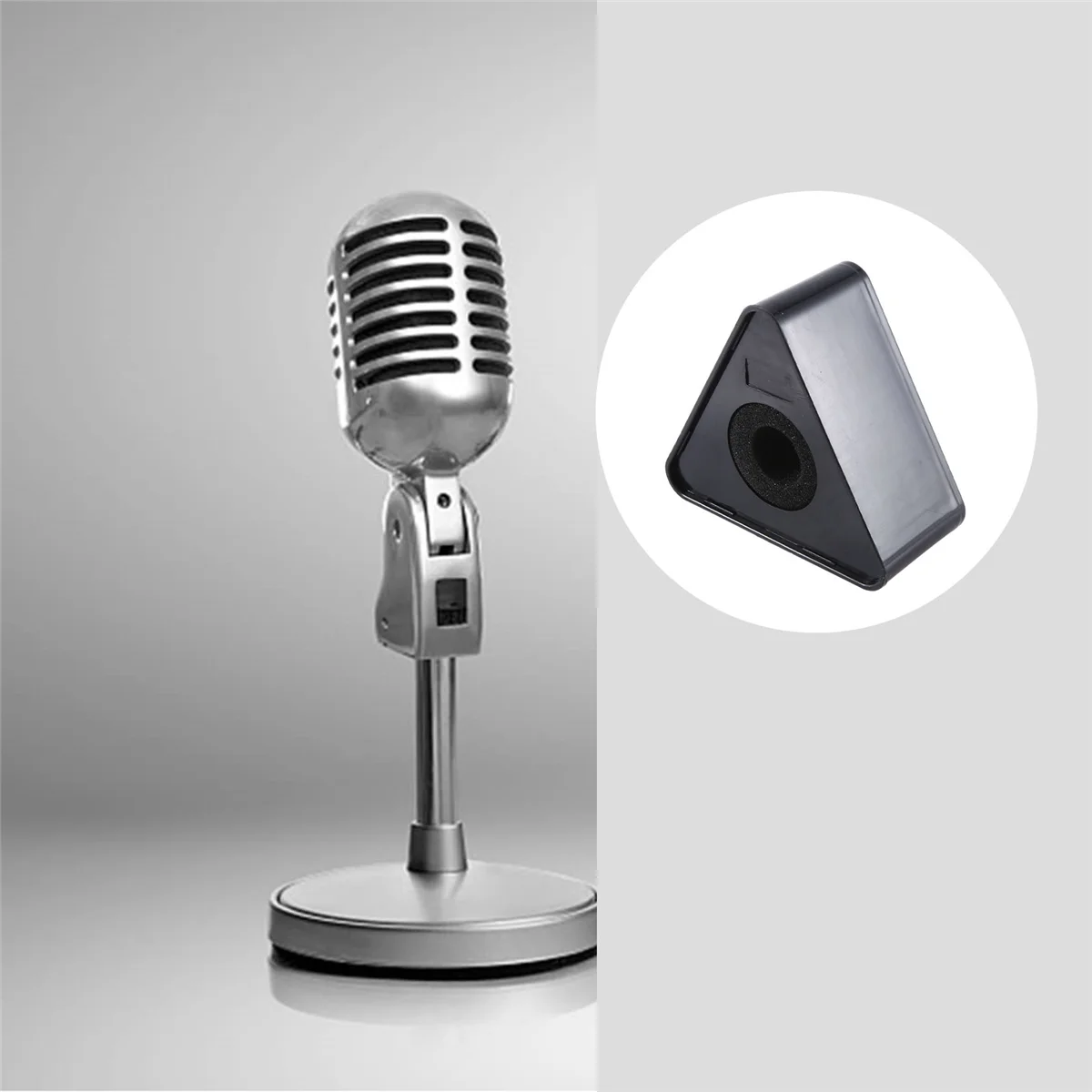 

10 шт. микрофон MarkFlag Mic Station-Cube треугольный ящик для интервью стойка держатель в форме флага репортер инъекция, черный