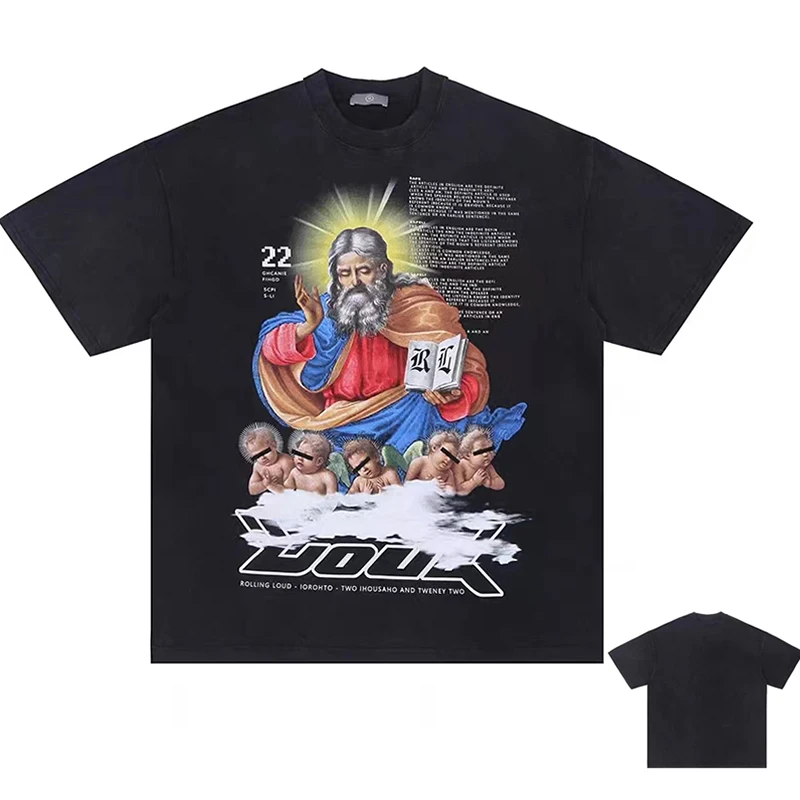 High Quality Arrival 2023 Gods and Five Little Angels Printed T Shirt Men Oversized T-shirt Washed Vintage Tees
High Quality Arrival 2023 Gods and Five Little Angels Printed T Shirt Men Oversized T-shirt Washed Vintage Tees