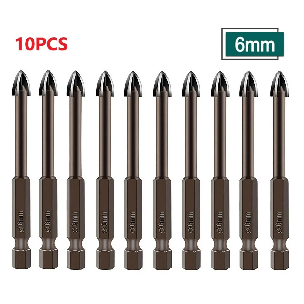10pcs 6mm Drill Bits Hex Shank Tile Porcelain Marble Ceramic Glass Concrete Brick Spear Head Hole Opener Tool Kit
10pcs 6mm Drill Bits Hex Shank Tile Porcelain Marble Ceramic Glass Concrete Brick Spear Head Hole Opener Tool Kit