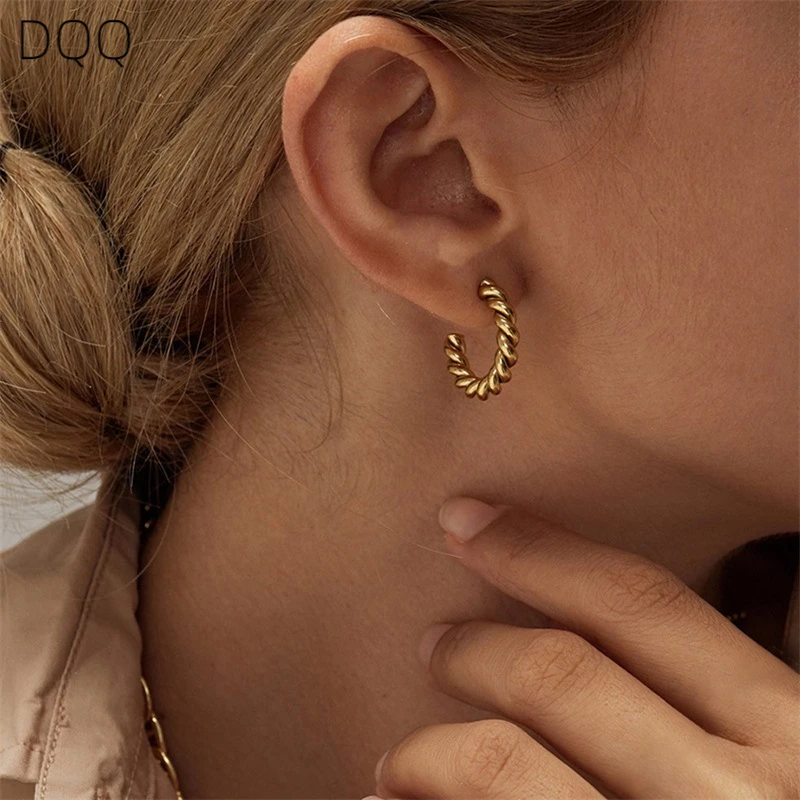 DQQ Vintage Stainless Steel Hoop Twisted Earrings For Women Gold Silver Punk Jewelry Lady Fashion Earring Wholesale
DQQ Vintage Stainless Steel Hoop Twisted Earrings For Women Gold Silver Punk Jewelry Lady Fashion Earring Wholesale