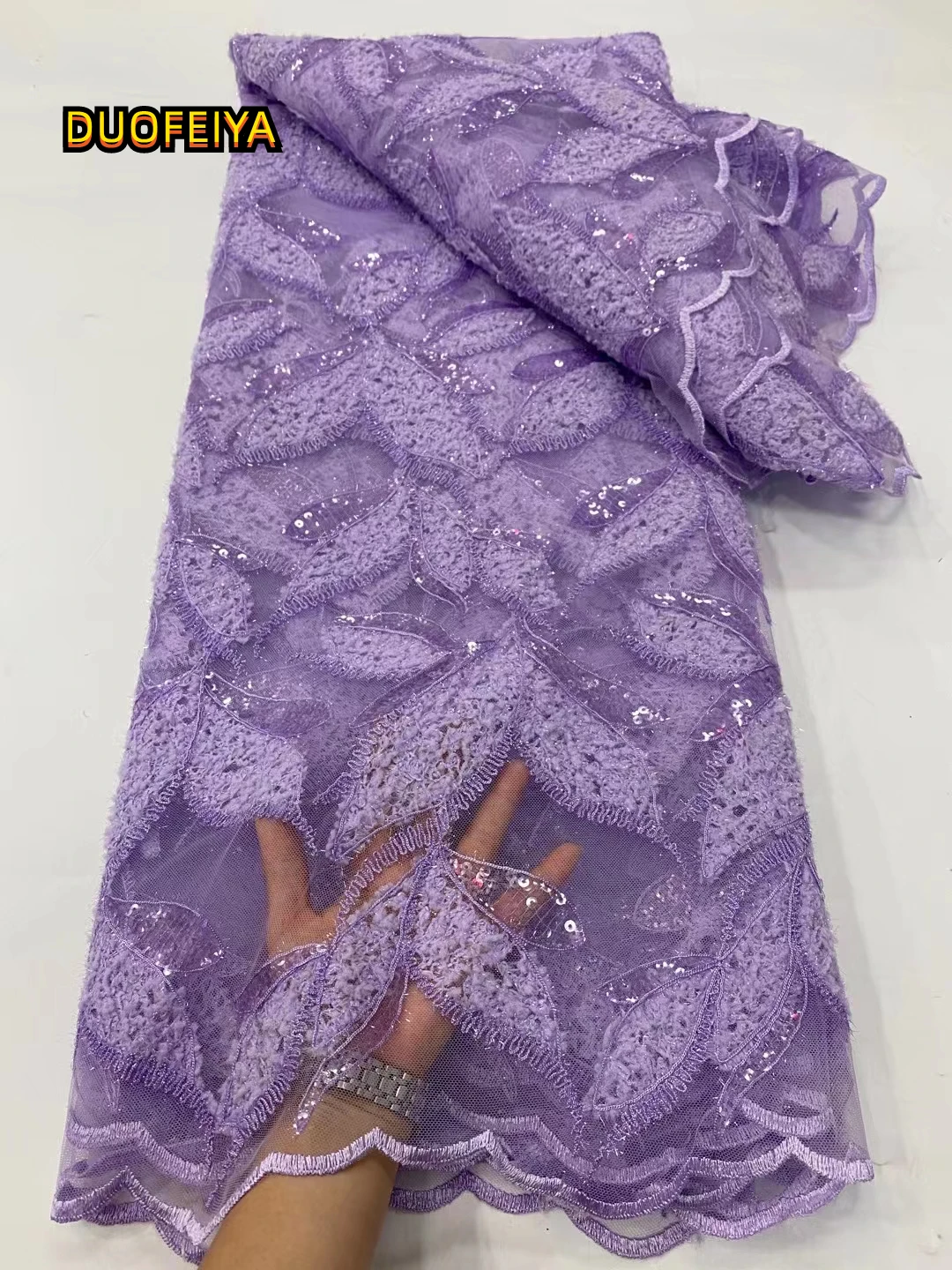 Purple high quality african lace 2022 embroidery french Mesh lace with Sequince for evening party dress
Purple high quality african lace 2022 embroidery french Mesh lace with Sequince for evening party dress