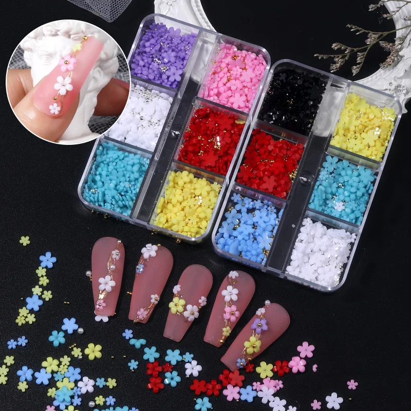 6 Grid Nail Decorations Five-petal flower gold and silver bead nail jewelry size mixed resin flower jewelry For Nail Tip Beauty
6 Grid Nail Decorations Five-petal flower gold and silver bead nail jewelry size mixed resin flower jewelry For Nail Tip Beauty