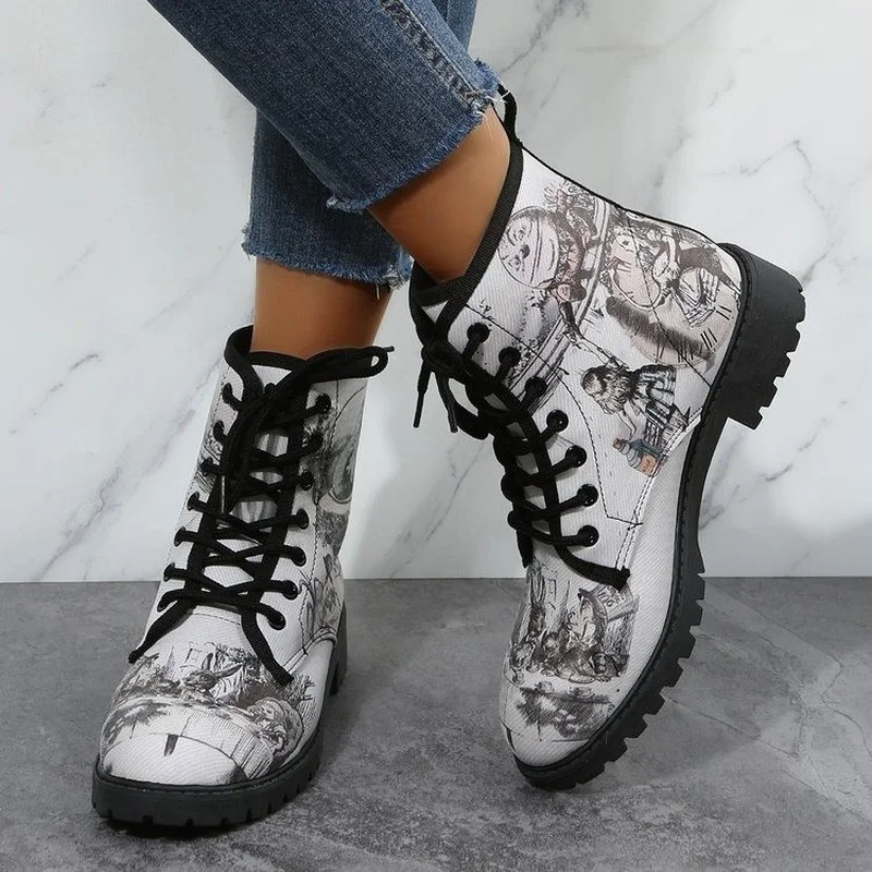 women Boots Women's Spring Autumn New British Fashion Women's Tooling Boots Flower Print High-top Boots Ladies Shoes for Women
women Boots Women's Spring Autumn New British Fashion Women's Tooling Boots Flower Print High-top Boots Ladies Shoes for Women