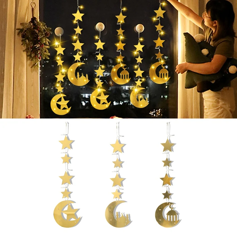 

ИД Мубарак Луна Звезда светящаяся Веревка для дома 2023 исламский мусульманский Раман кареем вечевечерние Ид Аль Адха подарок