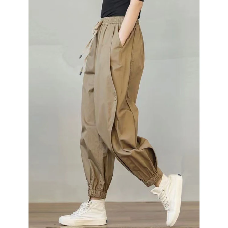 New Harem Casual Ankle Length Pants Drawstring High Elastic Waist Radish Pants Women's Korean Style Cotton All Match Trousers
New Harem Casual Ankle Length Pants Drawstring High Elastic Waist Radish Pants Women's Korean Style Cotton All Match Trousers