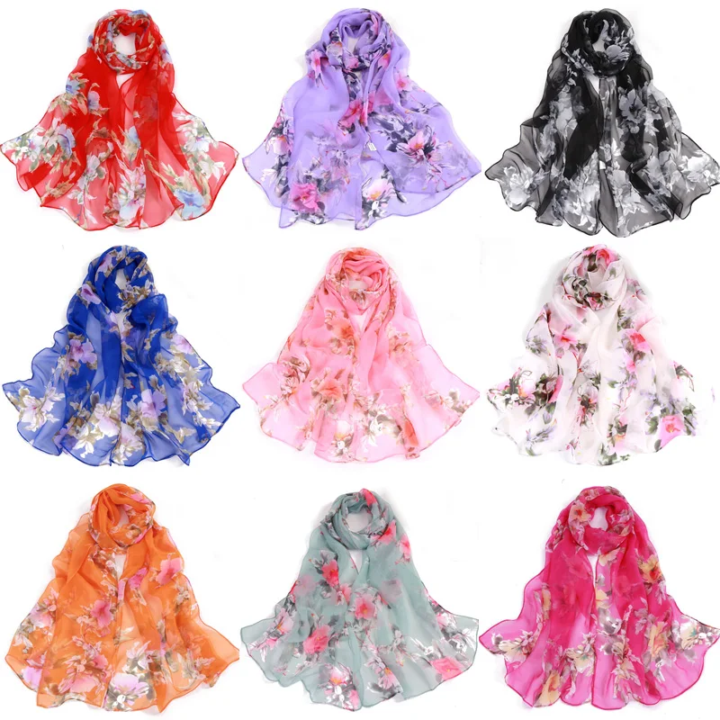 Lotus Floral Summer Women Silk Scarf Chiffon Georgette Bandana Female Elegant Shawl Hijab Hair Scarves Beach Scarf Multi-style
Lotus Floral Summer Women Silk Scarf Chiffon Georgette Bandana Female Elegant Shawl Hijab Hair Scarves Beach Scarf Multi-style
