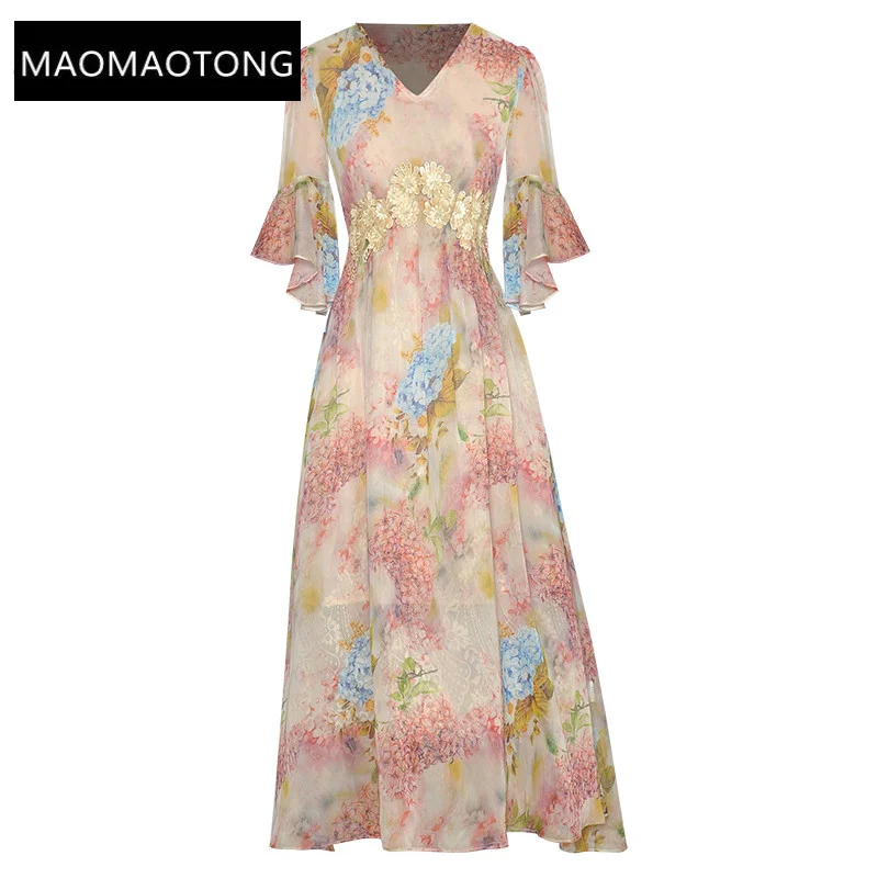 Elegant Casual Women's Dresses 2022 Summer Runway Luxury V-neck Applique Floral Print Chiffon Vintage Elegant Party Dresses
Elegant Casual Women's Dresses 2022 Summer Runway Luxury V-neck Applique Floral Print Chiffon Vintage Elegant Party Dresses