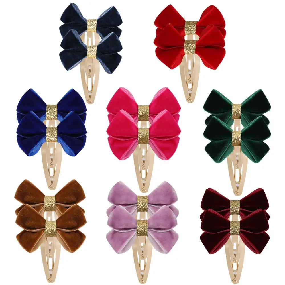 

2Pcs Velvet Bows Hair Clips For Kids Girls Solid Color Bow-knot BB Clip Baby Hairpins Barrettes Kids Hairgrips Hair Accessories