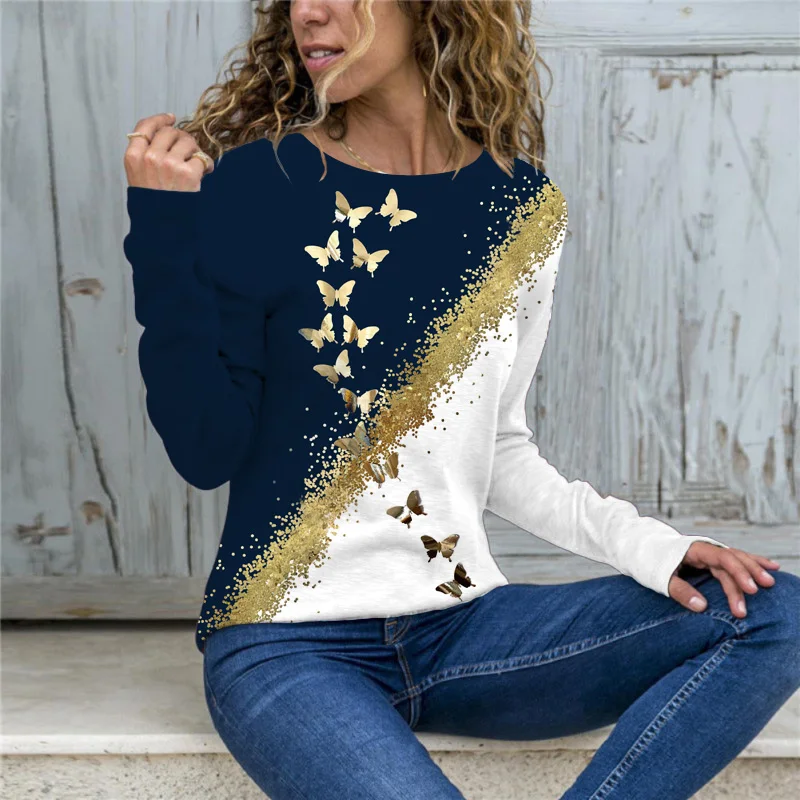 Fashion Streetwear Butterfly Print T-Shirt Women's Clothing 2021 New Plus Size Vintage Tops Ladies Long Sleeve Casual Tee Shirts
Fashion Streetwear Butterfly Print T-Shirt Women's Clothing 2021 New Plus Size Vintage Tops Ladies Long Sleeve Casual Tee Shirts
