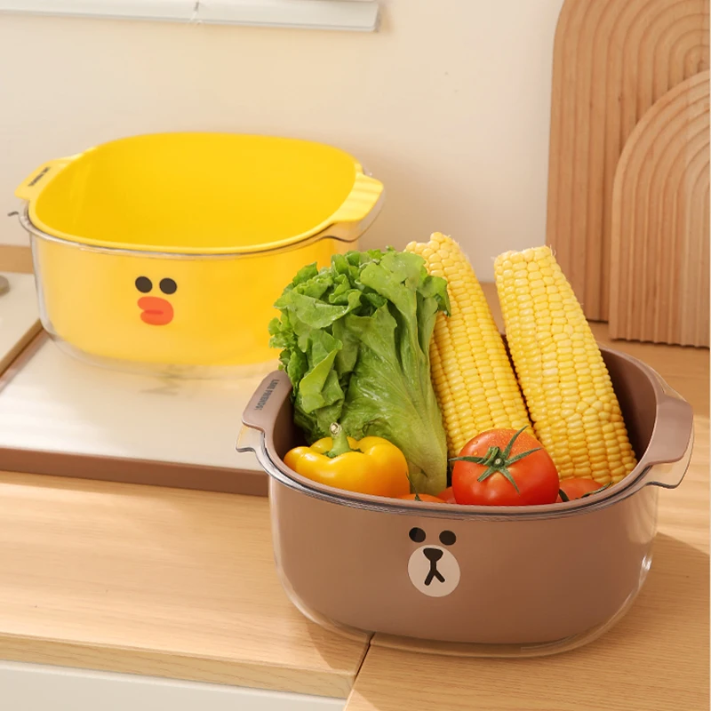 Kawaii Line Friends Brown Sally Drainage Basket Kitchen Double-Layer Fruit Basin Living Room Storage Fruit and Vegetable Basket
Kawaii Line Friends Brown Sally Drainage Basket Kitchen Double-Layer Fruit Basin Living Room Storage Fruit and Vegetable Basket