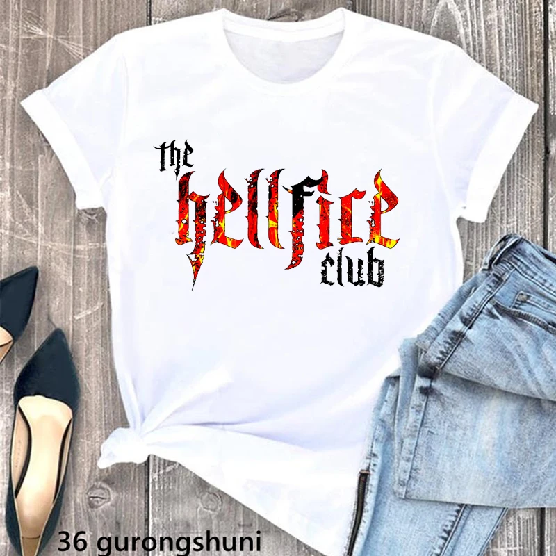 The Hellfire Club Letter Print T Shirt Women Summer Fashion Tops Tee Shirt Femme Stranger Things 4 Female T-Shirt Wholesale
The Hellfire Club Letter Print T Shirt Women Summer Fashion Tops Tee Shirt Femme Stranger Things 4 Female T-Shirt Wholesale