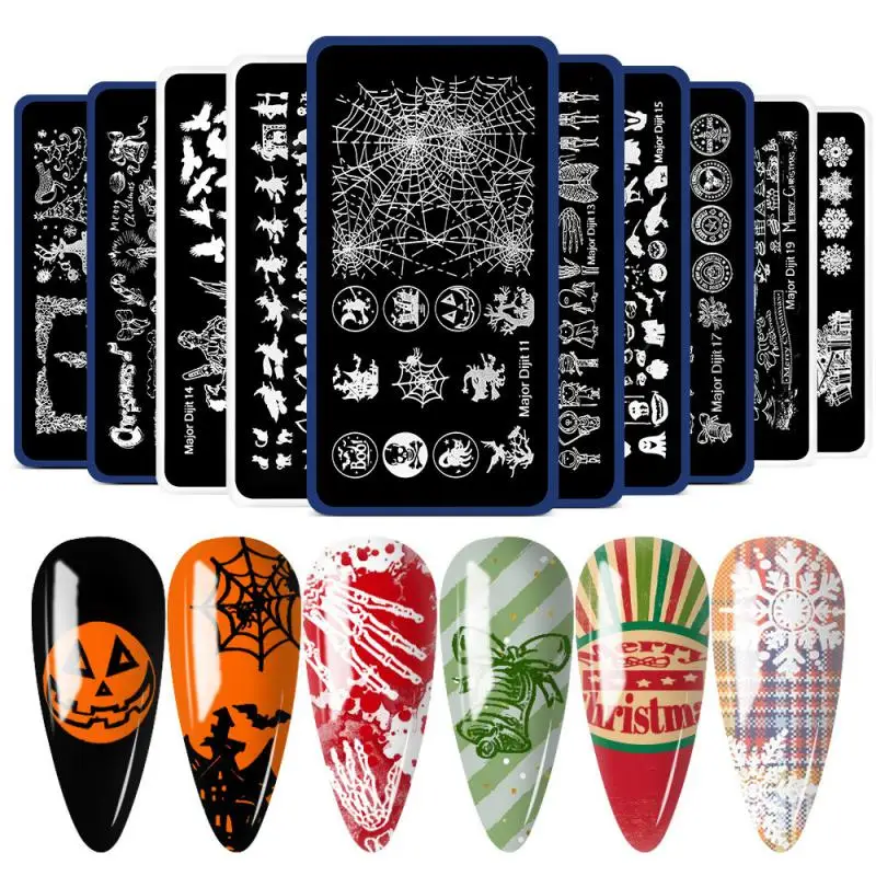 

Nail Stamping Plates Flower Leaves Design Stamping Template Dot Point Image Manicuring Tool Snowflake portrait Printing Stencil