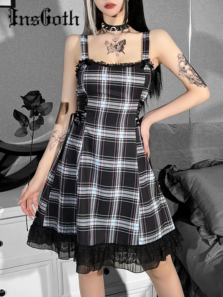 InsGoth Gothic Plaid Layered Lace Trim Mini Dress Strap Eyelet E Girl Aesthetic Lolita Dress Elegant Women Summer Sundresses
InsGoth Gothic Plaid Layered Lace Trim Mini Dress Strap Eyelet E Girl Aesthetic Lolita Dress Elegant Women Summer Sundresses