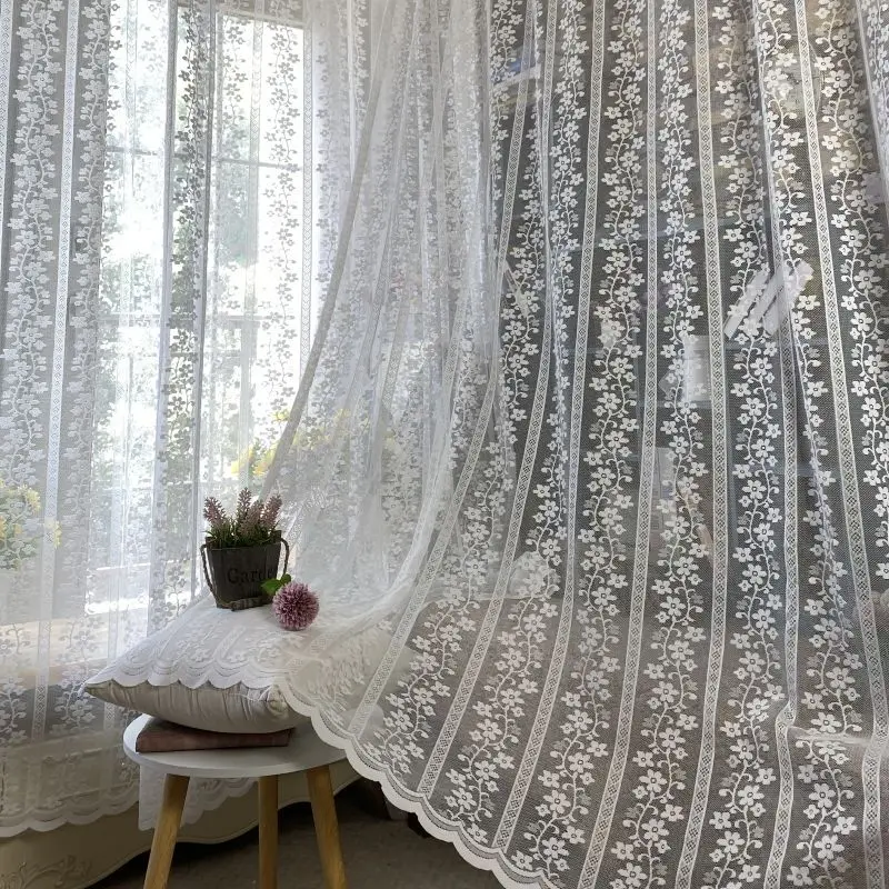 

European Embroidered Luxury White Tulle Curtain for Living Room Bedroom Lace Window Screen Sheer Yarm Elegant Blackout