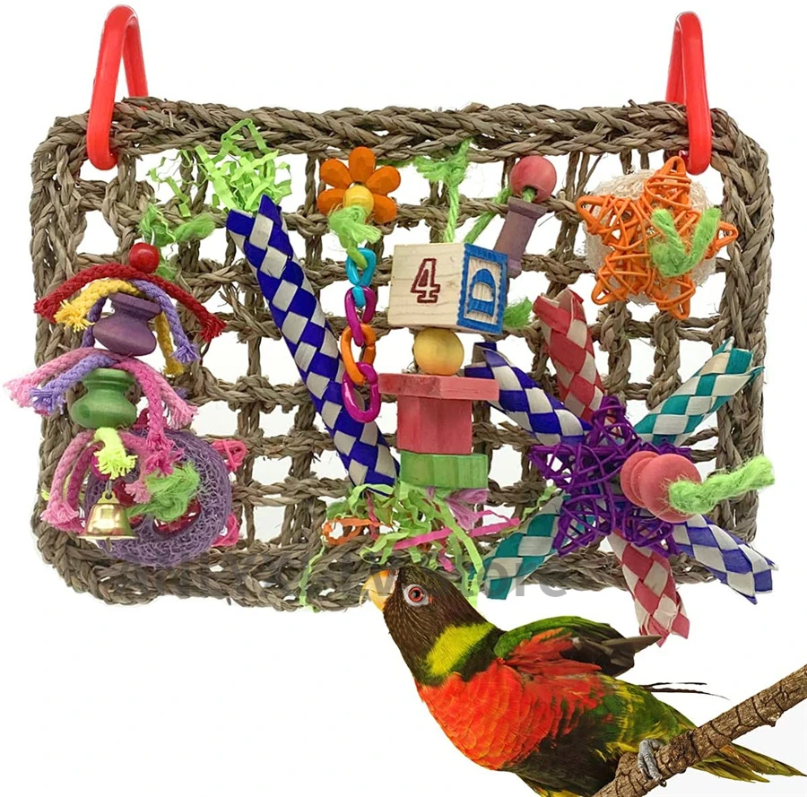 Bird Toys Bird Foraging Wall Toy Seagrass Woven Climbing Hammock Mat with Colorful Parrot Training Toys for Lovebirds
Bird Toys Bird Foraging Wall Toy Seagrass Woven Climbing Hammock Mat with Colorful Parrot Training Toys for Lovebirds