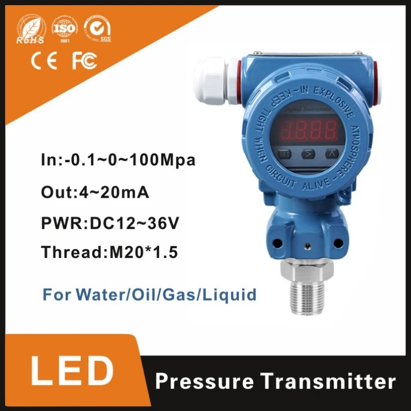 

4-20ma LED Pressure Sensor Silicon Vacuum Absolute Water Pipe Pressure Transducer 16bar Fuel Pressure Transmitter price