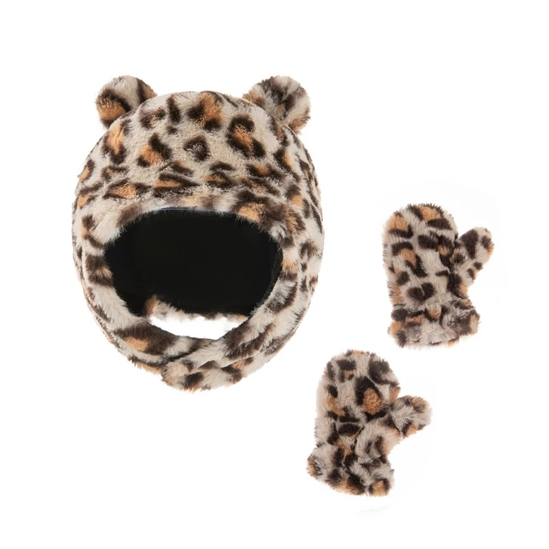 Winter Warm Baby Leopard Pattern Earflap Hat Gloves Set Cute Ears Beanies Mitten Kit for Toddler Girls Boys
Winter Warm Baby Leopard Pattern Earflap Hat Gloves Set Cute Ears Beanies Mitten Kit for Toddler Girls Boys