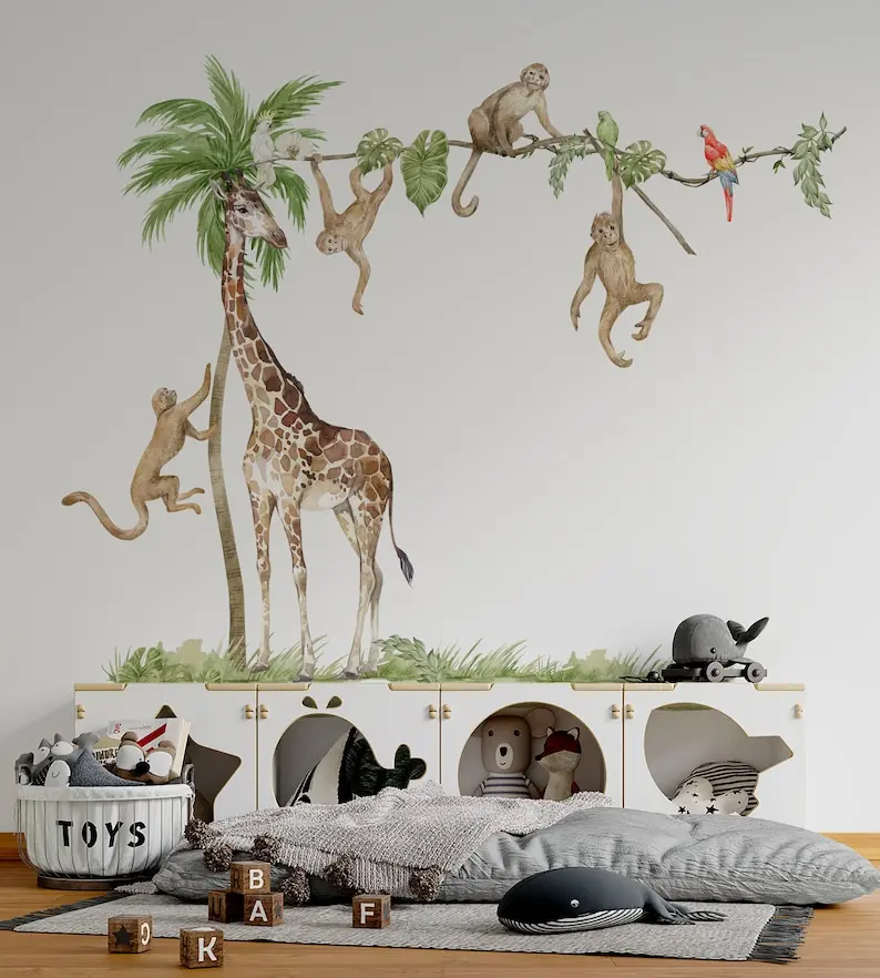 Safari Wall Decal Big Set, savanna Wall decal for kids, safari nursery decor, giraffe wall decal, zebra stickers, tiger sticker
Safari Wall Decal Big Set, savanna Wall decal for kids, safari nursery decor, giraffe wall decal, zebra stickers, tiger sticker