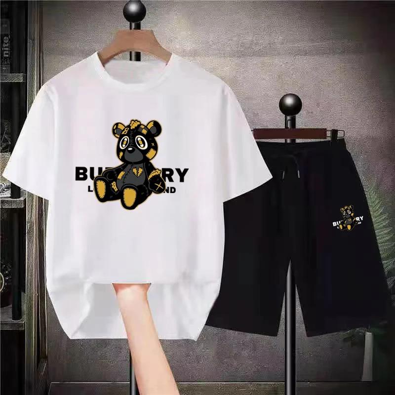 Bear Cotton Women Anime T-Shirt Sets Luxury Shorts Suits Men Oversized Summer Fashion Tracksuit Couple Streetwear Short Clothing
Bear Cotton Women Anime T-Shirt Sets Luxury Shorts Suits Men Oversized Summer Fashion Tracksuit Couple Streetwear Short Clothing