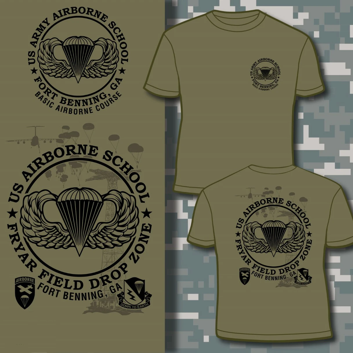 

US Army Airborne School - Fort Benning, GA - Basic Airborne School T Shirt. 100% Cotton Casual T-shirts Loose Top Size S-3XL New