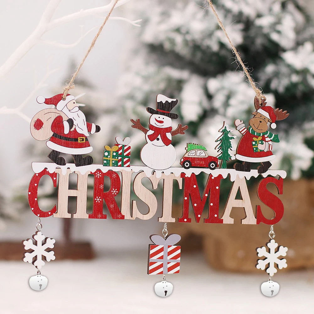 

Деревянное Рождественское украшение для двери/деревянная подвеска на елку для дома, ресторана, Новогоднее украшение