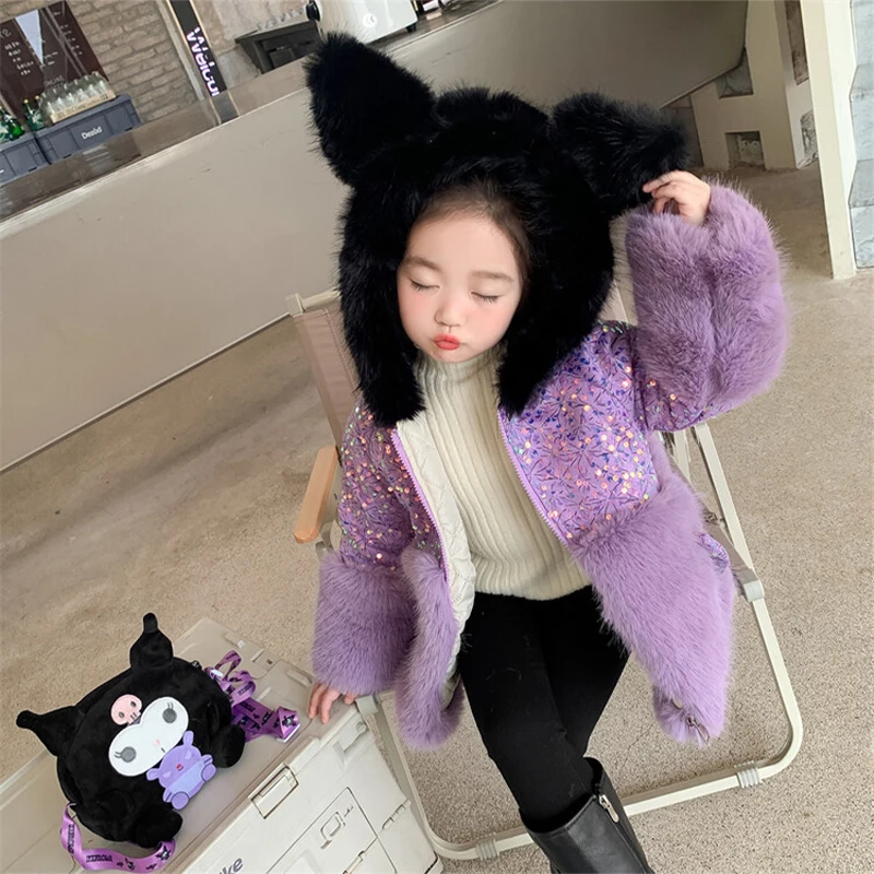 New Sanrio Kuromi Child Hooded Tops Cute Kawaii Cartoon Anime Student Winter Thickening Warm Plush Overcoat Christmas Girls Gift
New Sanrio Kuromi Child Hooded Tops Cute Kawaii Cartoon Anime Student Winter Thickening Warm Plush Overcoat Christmas Girls Gift