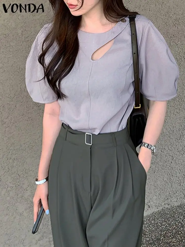 Women Casual Blouse VONDA 2023 Vintage Short Sleeve Crew Neck Blouse Femme Tops Female Casual Baggy Solid Color Blusas Femininas
Women Casual Blouse VONDA 2023 Vintage Short Sleeve Crew Neck Blouse Femme Tops Female Casual Baggy Solid Color Blusas Femininas