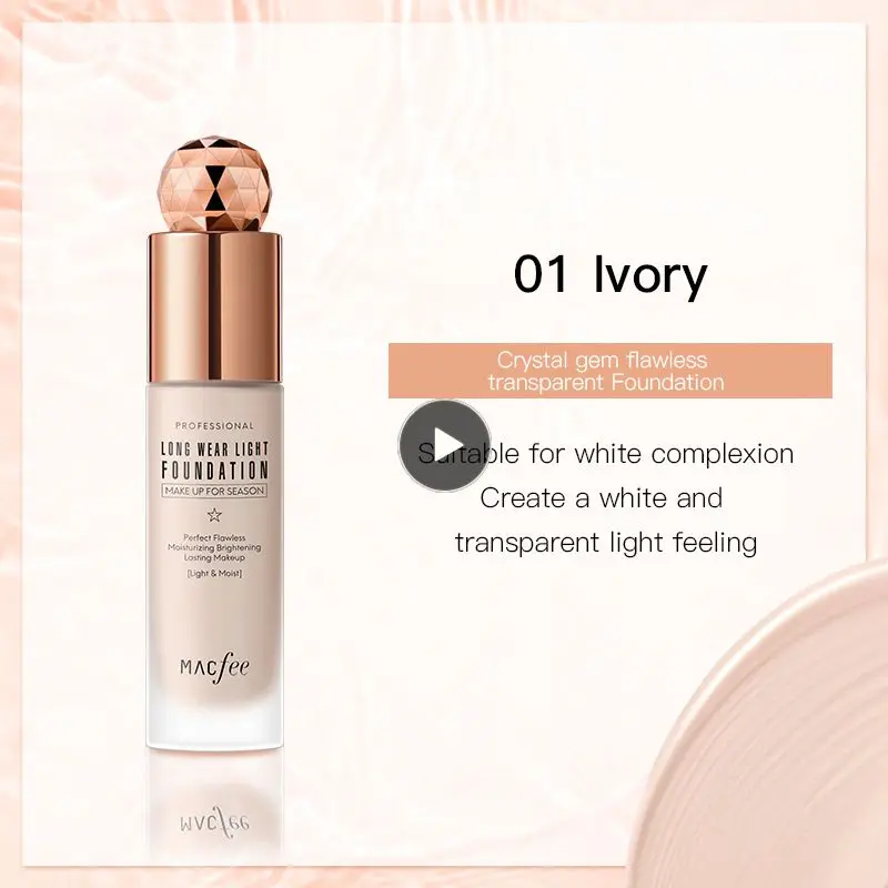 

Crystal Gem Translucent Liquid Foundation Moisturizing Oil Control Natural Color Refreshing Delicate Concealer QBMY