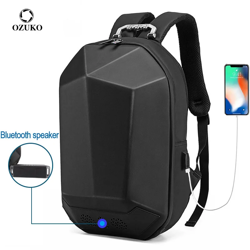 

OZUKO Fashion Bluetooth Music Backpack Men 15.6" Laptop Backpack Teenager School Bag Multifunction Travel Backpacks Male Mochila