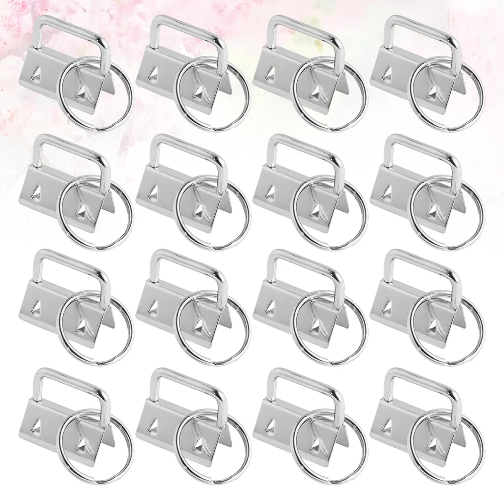 

50Pcs Key Fob Metal Key Chain Fob Wristlet DIY Fabric Keychain Wristlets with Key Ring for Lanyard Luggage Strap Accessories （