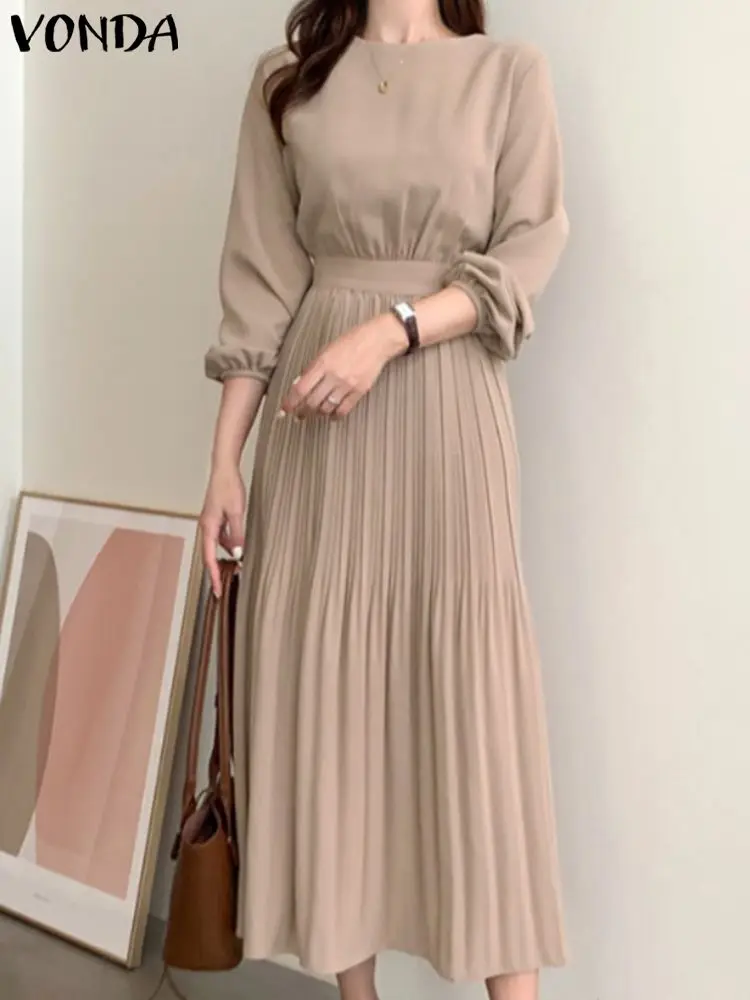 2022 VONDA Elegant Women Long Sleeve Party O-Neck Vestido Pleated Dress Summer Casual Sundress Solid Long Holiday A-Line Robe
2022 VONDA Elegant Women Long Sleeve Party O-Neck Vestido Pleated Dress Summer Casual Sundress Solid Long Holiday A-Line Robe