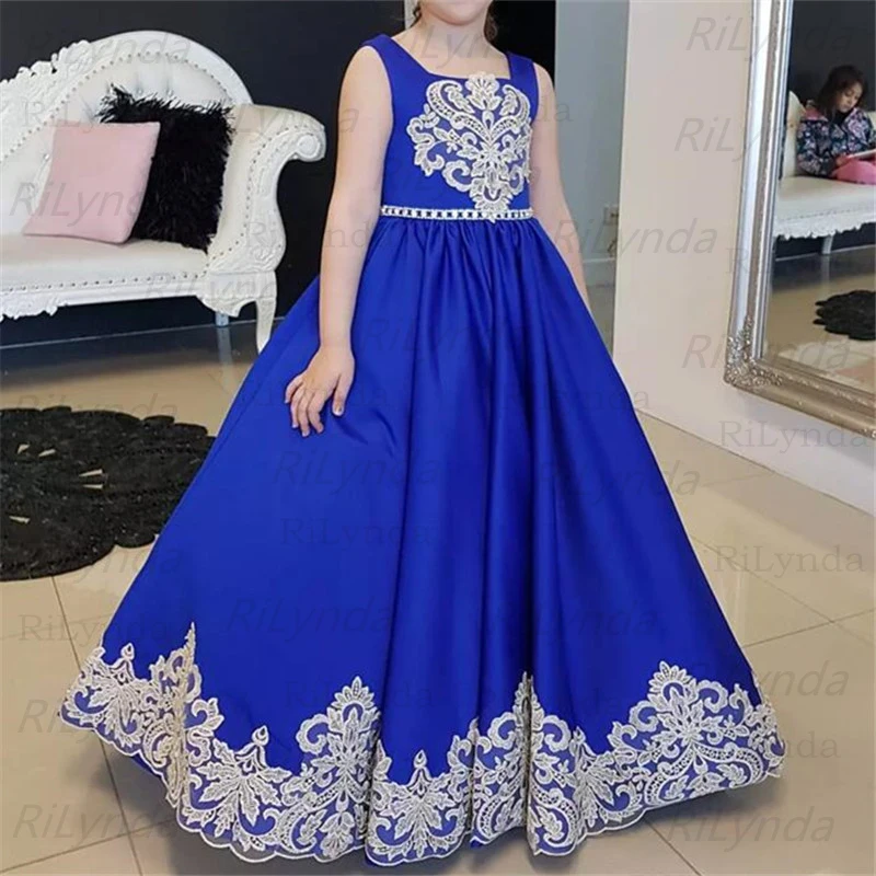 Flower Girls Dress With Bow Elegant First Holy Communion Gowns Jewel Neck Lace Open Back Satin Pageant Dress for Girls
Flower Girls Dress With Bow Elegant First Holy Communion Gowns Jewel Neck Lace Open Back Satin Pageant Dress for Girls
