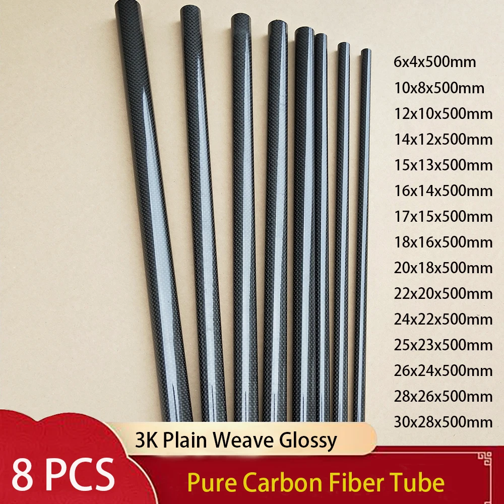 8PCS 3K Plain Weave Glossy Carbon Fiber Tube Length 500mm Carbon Tube Drone Accessories High Quality Carbon Fiber Round Tube
8PCS 3K Plain Weave Glossy Carbon Fiber Tube Length 500mm Carbon Tube Drone Accessories High Quality Carbon Fiber Round Tube