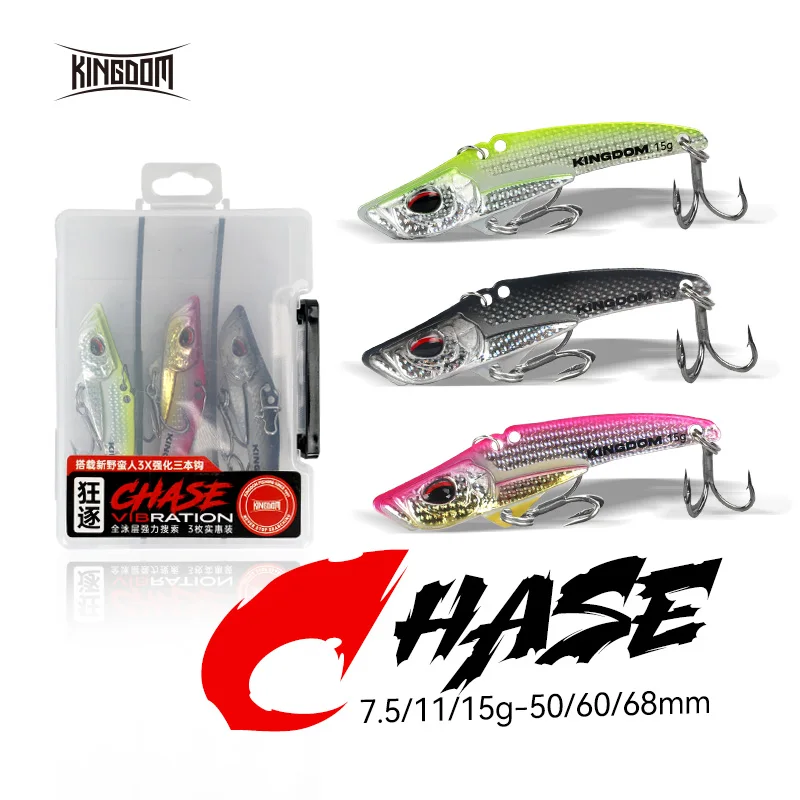 KINGDOM CHASE 3 Piece VIB 7.5g 11g 15g Wobblers Fishing Tackle Fishing Lures Vibration Bait for Full Depth Artificial Accessorie
KINGDOM CHASE 3 Piece VIB 7.5g 11g 15g Wobblers Fishing Tackle Fishing Lures Vibration Bait for Full Depth Artificial Accessorie