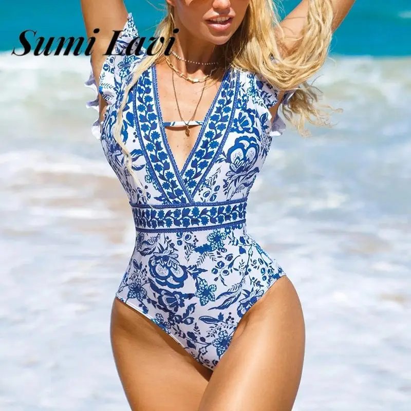 Sexy Deep V-neck Ruffled Women Push Up Monokini Vintage Floral Print Patchwork One-Piece Swimsuit Summer Beach Wear Bathing Suit
Sexy Deep V-neck Ruffled Women Push Up Monokini Vintage Floral Print Patchwork One-Piece Swimsuit Summer Beach Wear Bathing Suit