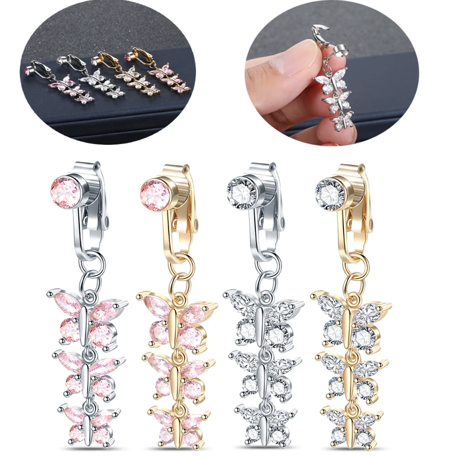 No Piercing Earrings Shiny Zircon Fake Navel Ring Ear Clip Dual Use Butterfly Tassel Women's Korean Style Copper Body Jewelry
No Piercing Earrings Shiny Zircon Fake Navel Ring Ear Clip Dual Use Butterfly Tassel Women's Korean Style Copper Body Jewelry