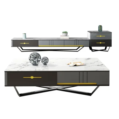 Minimalist modern style marble top rectangle end table with 4 drawers high quality tea table in living room
Minimalist modern style marble top rectangle end table with 4 drawers high quality tea table in living room