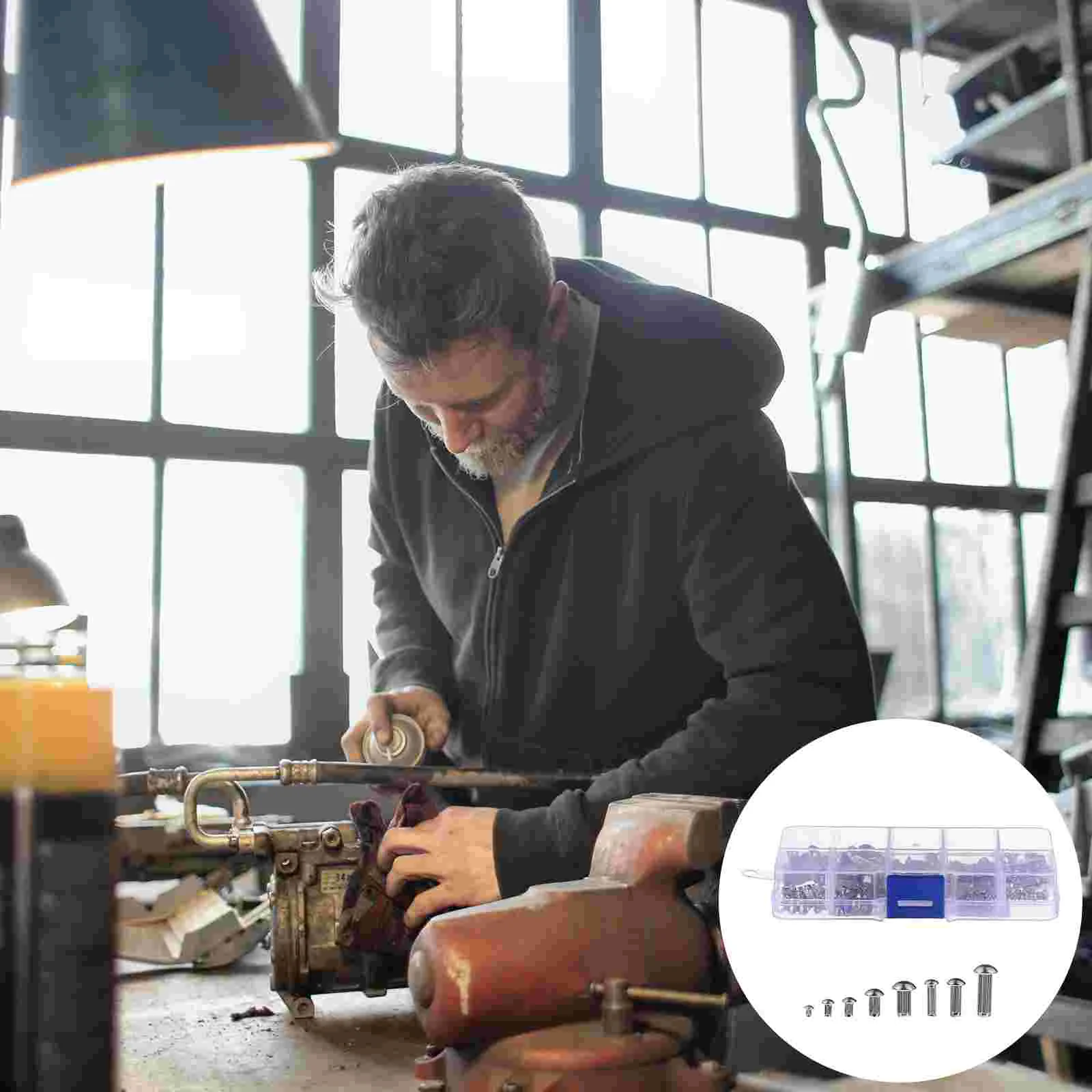 160 Pcs Knurled Shanks Round Head Stainless Solid Rivet Hardwares Assortment Kit
160 Pcs Knurled Shanks Round Head Stainless Solid Rivet Hardwares Assortment Kit