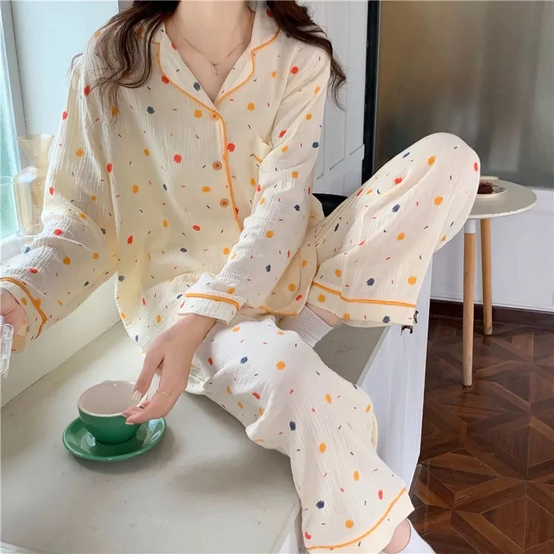Yasuk 2023 Spring Autumn Fashion Women's Casual Soft Milk Silk Sleepwear Homewear Pajamas Set With Pants Print Color Dots Girl
Yasuk 2023 Spring Autumn Fashion Women's Casual Soft Milk Silk Sleepwear Homewear Pajamas Set With Pants Print Color Dots Girl