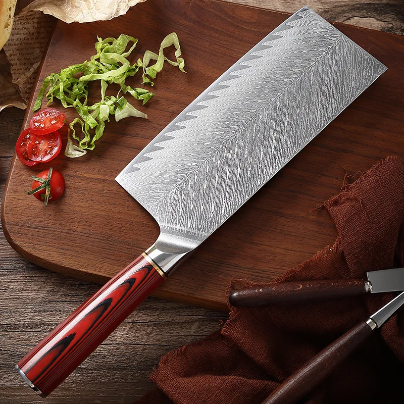 Кухонный нож шеф-повара, острый нож для нарезки, мясник 67 слоев из дамасской стали, нож мясника, красная Ручка G10, инструмент для готовки
Кухонный нож шеф-повара, острый нож для нарезки, мясник 67 слоев из дамасской стали, нож мясника, красная Ручка G10, инструмент для готовки
